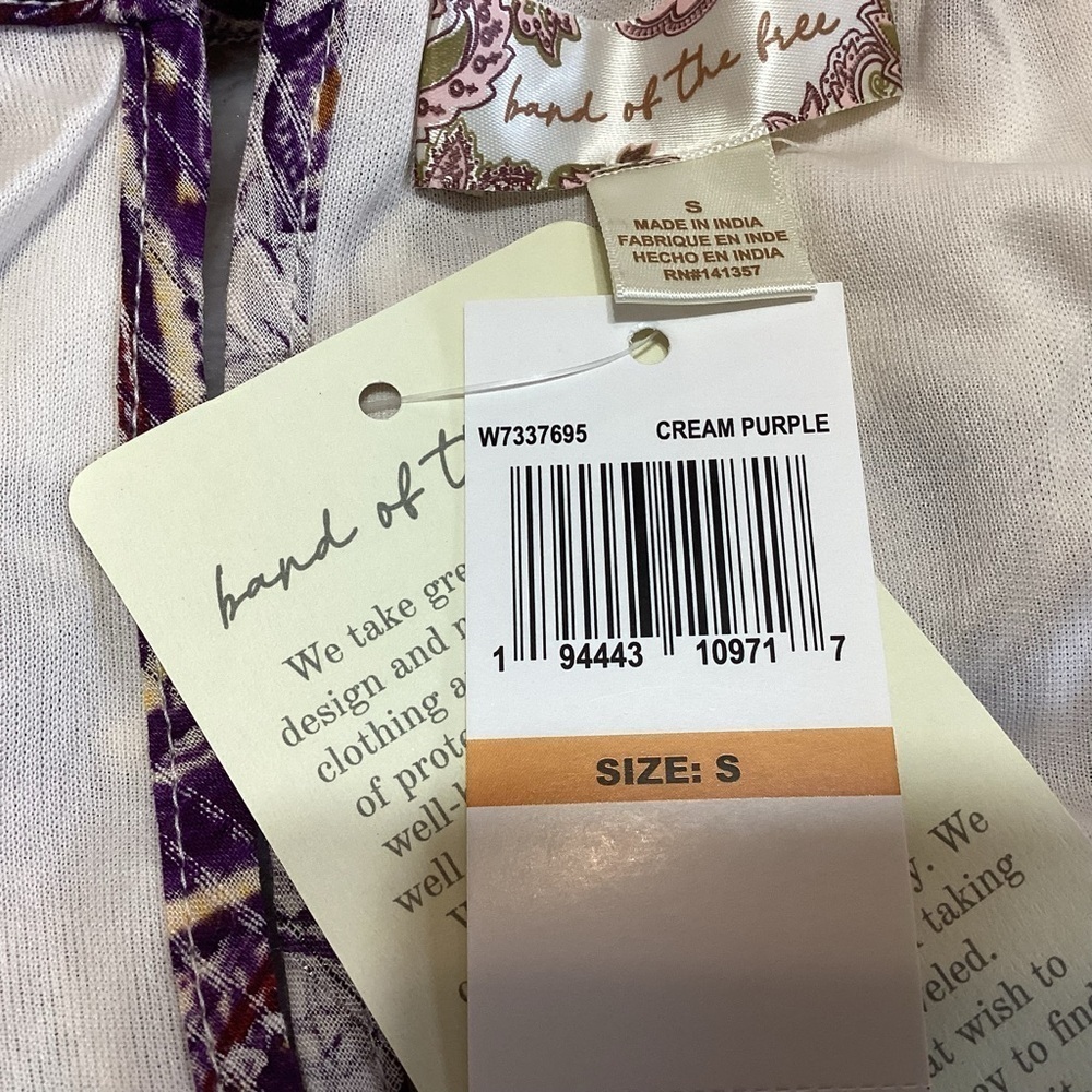 NEW Band of the Free Boho Liliane Purple Paisley Tiered Maxi Dress S Viscose - Picture 3 of 10